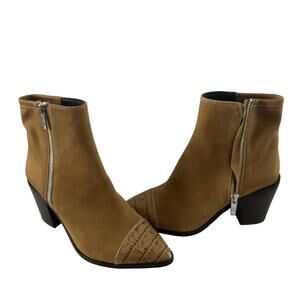 NEW Donald Pliner Leather Pointed Cap Toe Snakeskin Brown Boots Booties Size 6